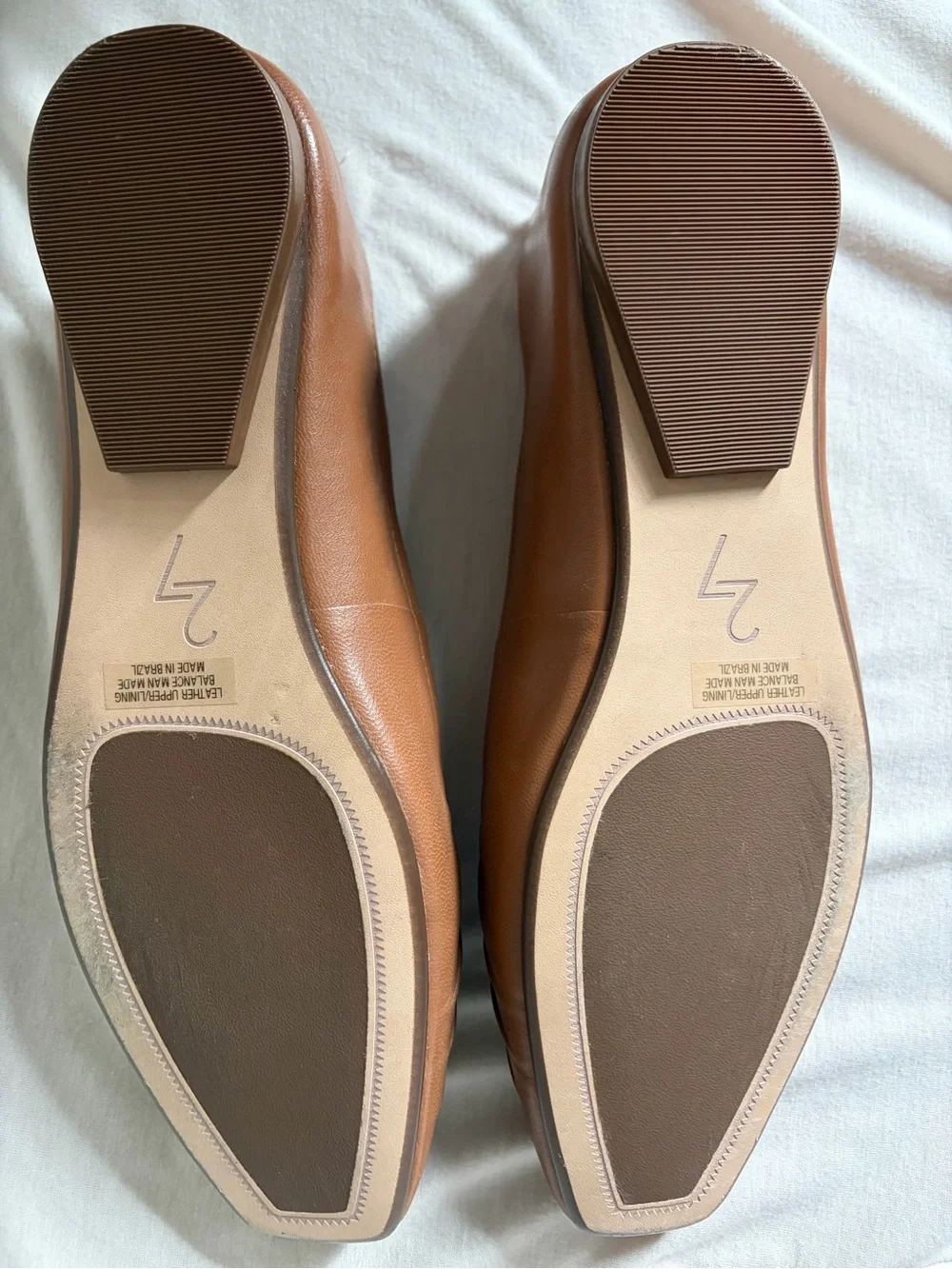 27 EDIT Naturalizer Tan Pleated Leather Square-Toe Flats